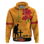 Australia Wallabies Rugby ANZAC Custom Hoodie Gallipoli Soldier With Aboriginal Dots Art