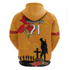 Australia Wallabies Rugby ANZAC Custom Hoodie Gallipoli Soldier With Aboriginal Dots Art