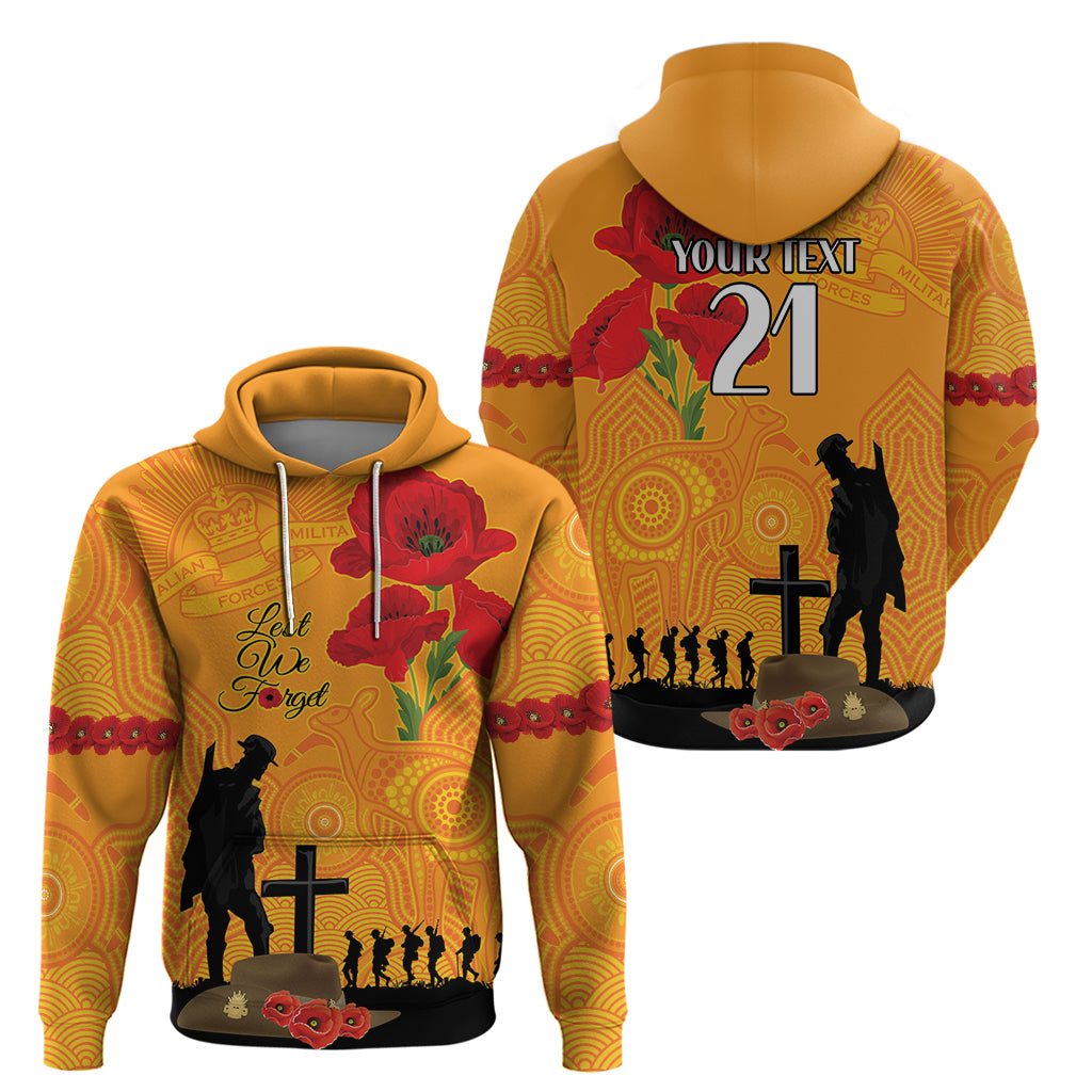 Australia Wallabies Rugby ANZAC Custom Hoodie Gallipoli Soldier With Aboriginal Dots Art