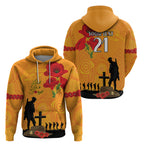 Australia Wallabies Rugby ANZAC Custom Hoodie Gallipoli Soldier With Aboriginal Dots Art