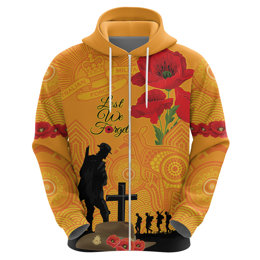 Australia Wallabies Rugby ANZAC Custom Hoodie Gallipoli Soldier With Aboriginal Dots Art
