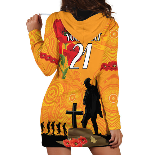 Australia Wallabies Rugby ANZAC Custom Hoodie Dress Gallipoli Soldier With Aboriginal Dots Art