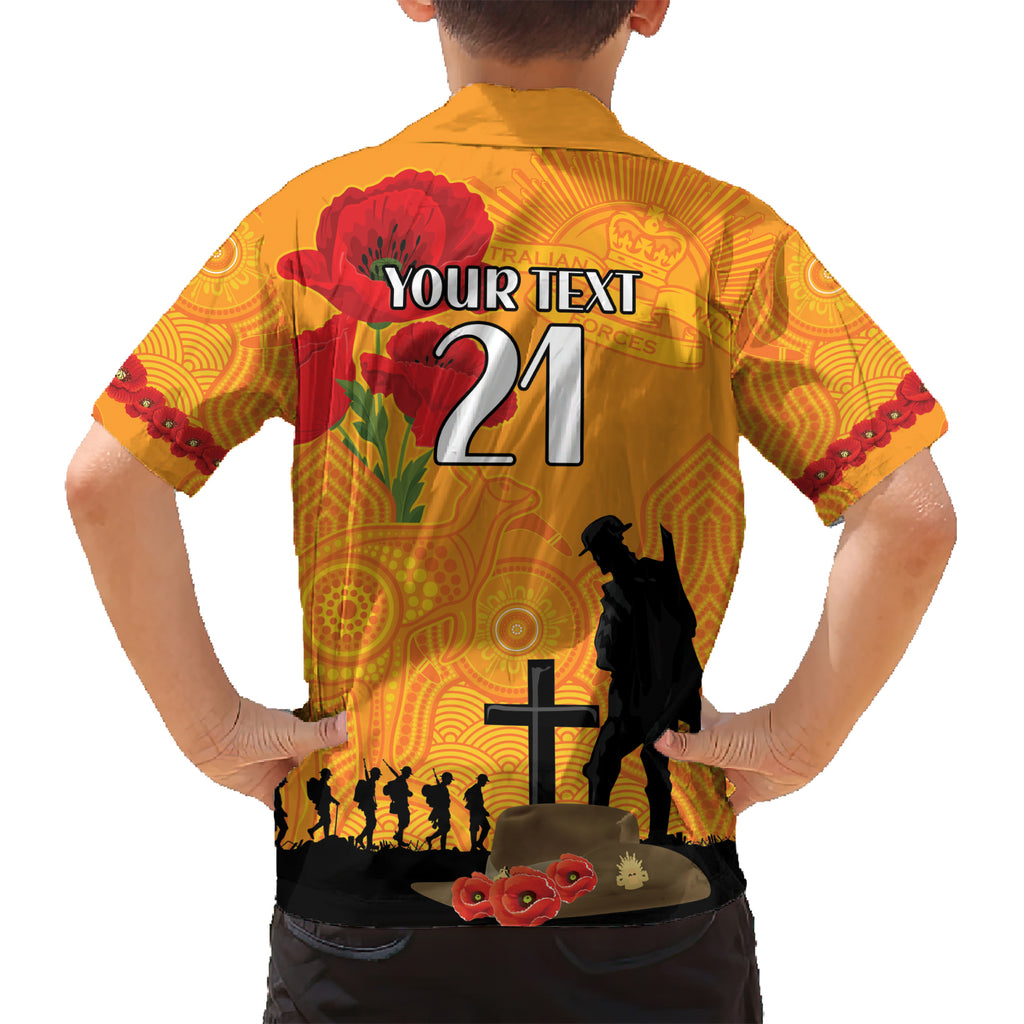 Australia Wallabies Rugby ANZAC Custom Kid Hawaiian Shirt Gallipoli Soldier With Aboriginal Dots Art
