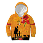 Australia Wallabies Rugby ANZAC Custom Kid Hoodie Gallipoli Soldier With Aboriginal Dots Art