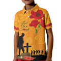 Australia Wallabies Rugby ANZAC Custom Kid Polo Shirt Gallipoli Soldier With Aboriginal Dots Art