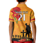 Australia Wallabies Rugby ANZAC Custom Kid Polo Shirt Gallipoli Soldier With Aboriginal Dots Art