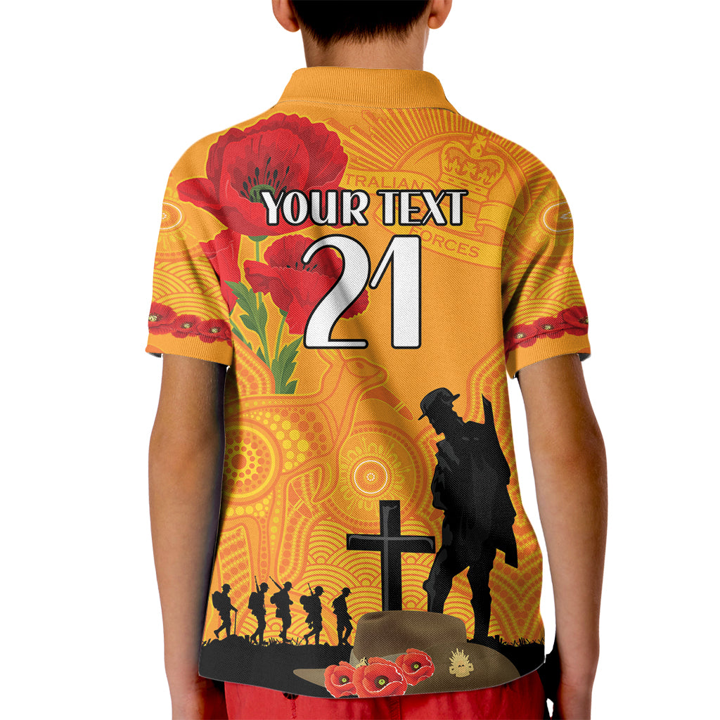 Australia Wallabies Rugby ANZAC Custom Kid Polo Shirt Gallipoli Soldier With Aboriginal Dots Art