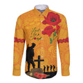 Australia Wallabies Rugby ANZAC Custom Long Sleeve Button Shirt Gallipoli Soldier With Aboriginal Dots Art