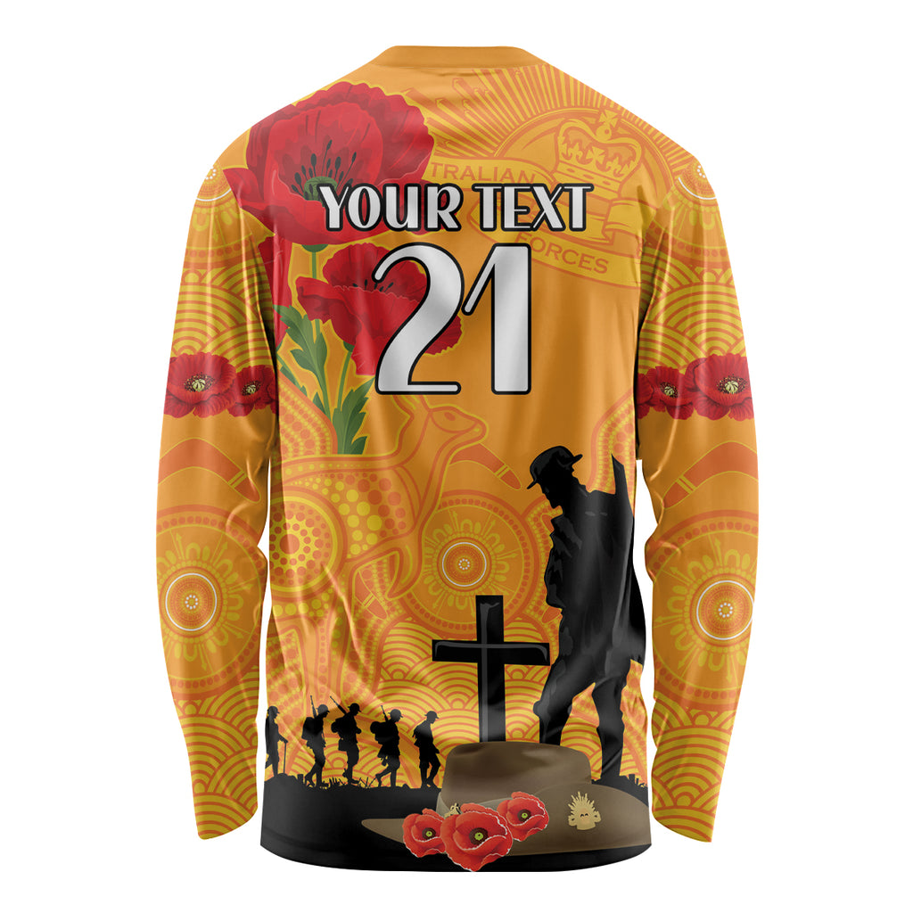 Australia Wallabies Rugby ANZAC Custom Long Sleeve Shirt Gallipoli Soldier With Aboriginal Dots Art