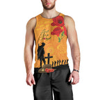 Australia Wallabies Rugby ANZAC Custom Men Tank Top Gallipoli Soldier With Aboriginal Dots Art