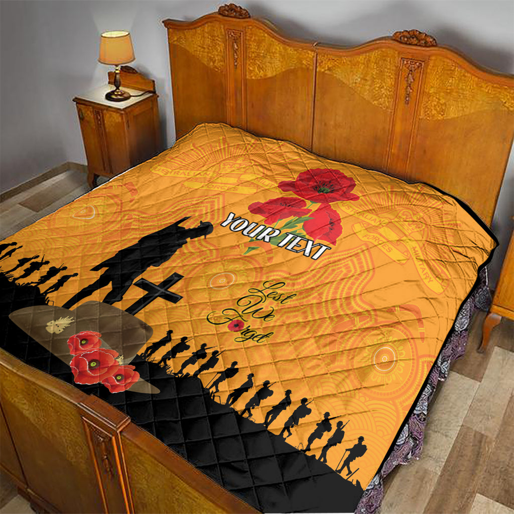 Australia Wallabies Rugby ANZAC Custom Quilt Gallipoli Soldier With Aboriginal Dots Art