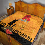 Australia Wallabies Rugby ANZAC Custom Quilt Gallipoli Soldier With Aboriginal Dots Art