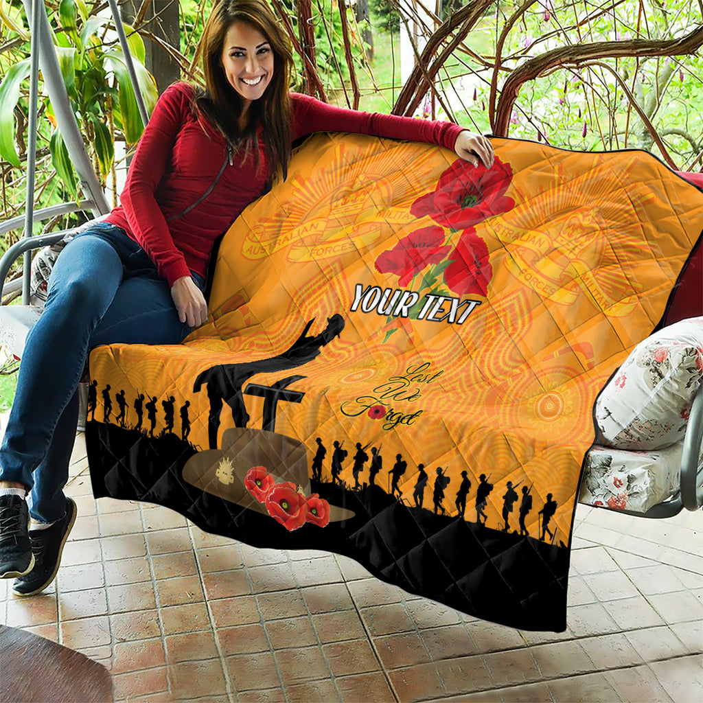 Australia Wallabies Rugby ANZAC Custom Quilt Gallipoli Soldier With Aboriginal Dots Art