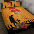 Australia Wallabies Rugby ANZAC Custom Quilt Bed Set Gallipoli Soldier With Aboriginal Dots Art