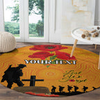 Australia Wallabies Rugby ANZAC Custom Round Carpet Gallipoli Soldier With Aboriginal Dots Art
