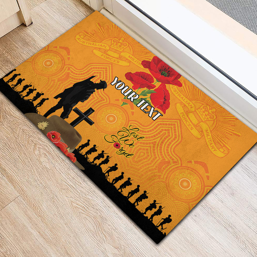Australia Wallabies Rugby ANZAC Custom Rubber Doormat Gallipoli Soldier With Aboriginal Dots Art