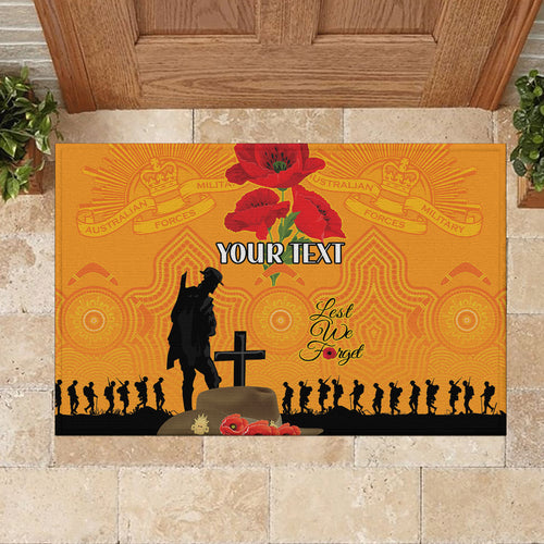 Australia Wallabies Rugby ANZAC Custom Rubber Doormat Gallipoli Soldier With Aboriginal Dots Art