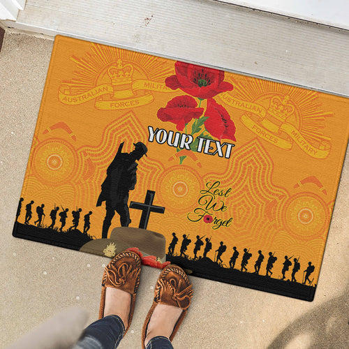 Australia Wallabies Rugby ANZAC Custom Rubber Doormat Gallipoli Soldier With Aboriginal Dots Art