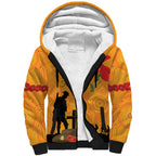 Australia Wallabies Rugby ANZAC Custom Sherpa Hoodie Gallipoli Soldier With Aboriginal Dots Art