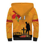 Australia Wallabies Rugby ANZAC Custom Sherpa Hoodie Gallipoli Soldier With Aboriginal Dots Art