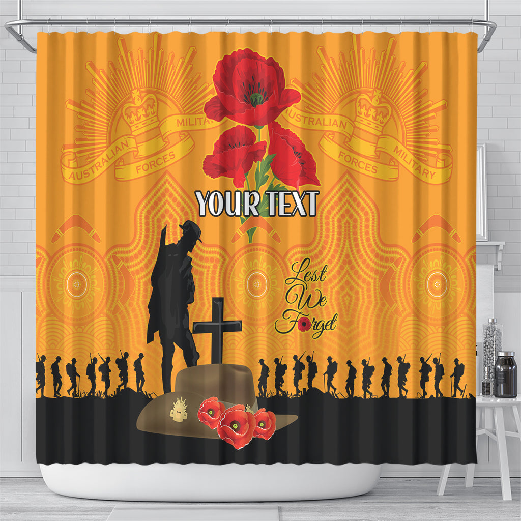 Australia Wallabies Rugby ANZAC Custom Shower Curtain Gallipoli Soldier With Aboriginal Dots Art