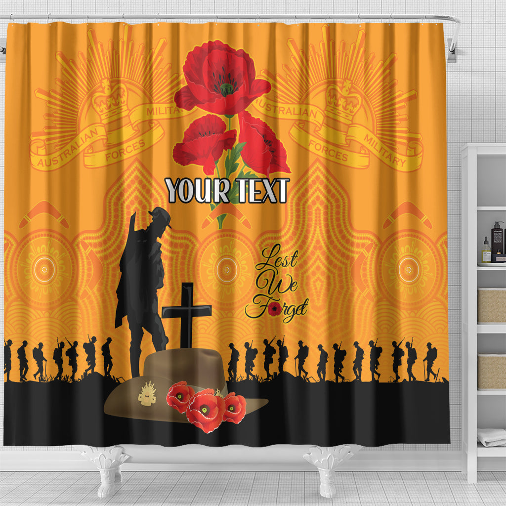 Australia Wallabies Rugby ANZAC Custom Shower Curtain Gallipoli Soldier With Aboriginal Dots Art