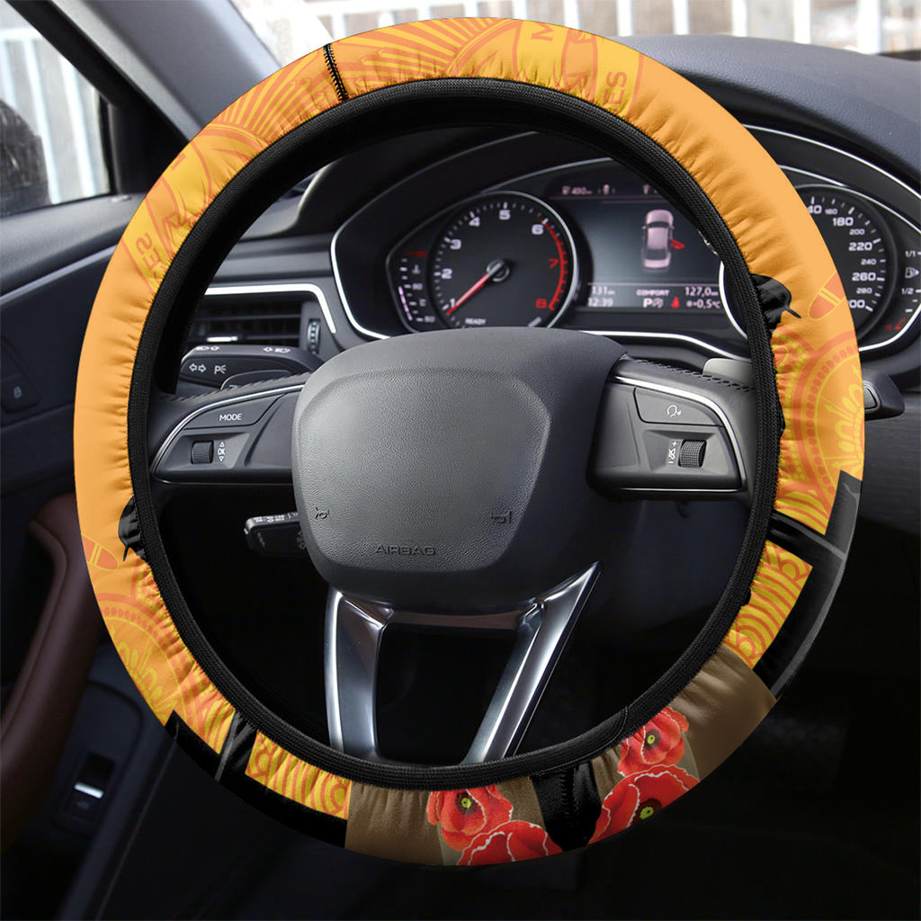Australia Wallabies Rugby ANZAC Custom Steering Wheel Cover Gallipoli Soldier With Aboriginal Dots Art