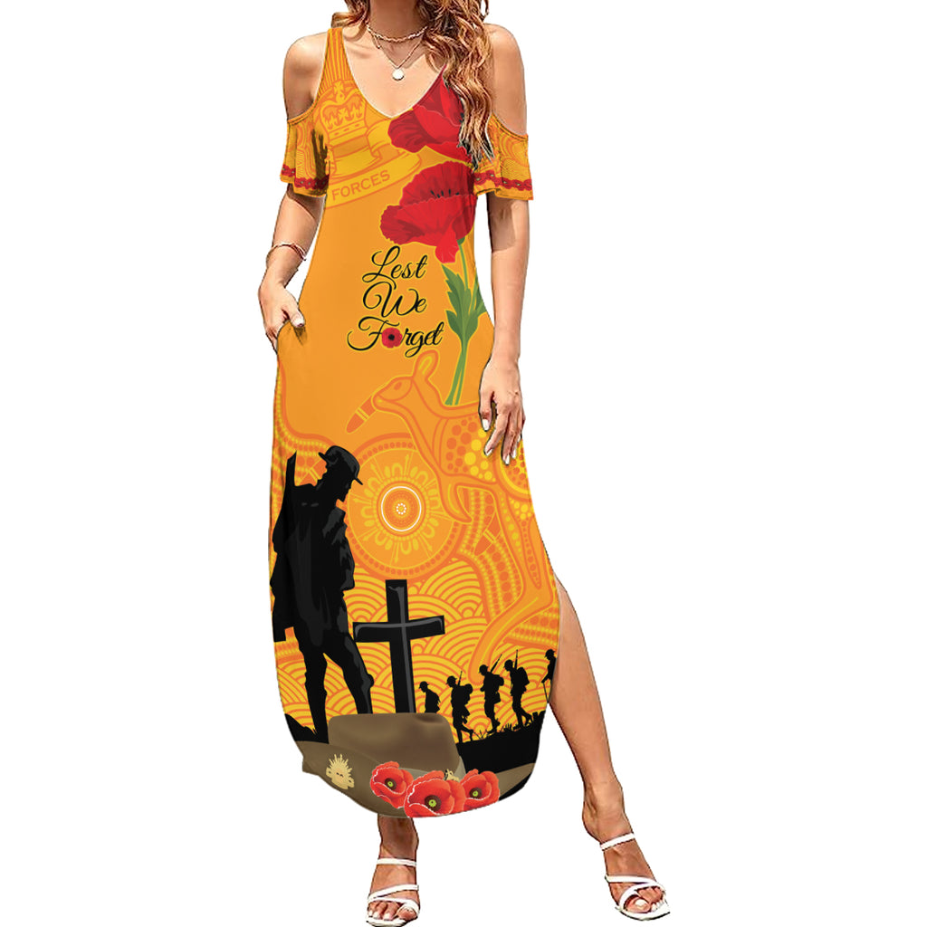 Australia Wallabies Rugby ANZAC Custom Summer Maxi Dress Gallipoli Soldier With Aboriginal Dots Art