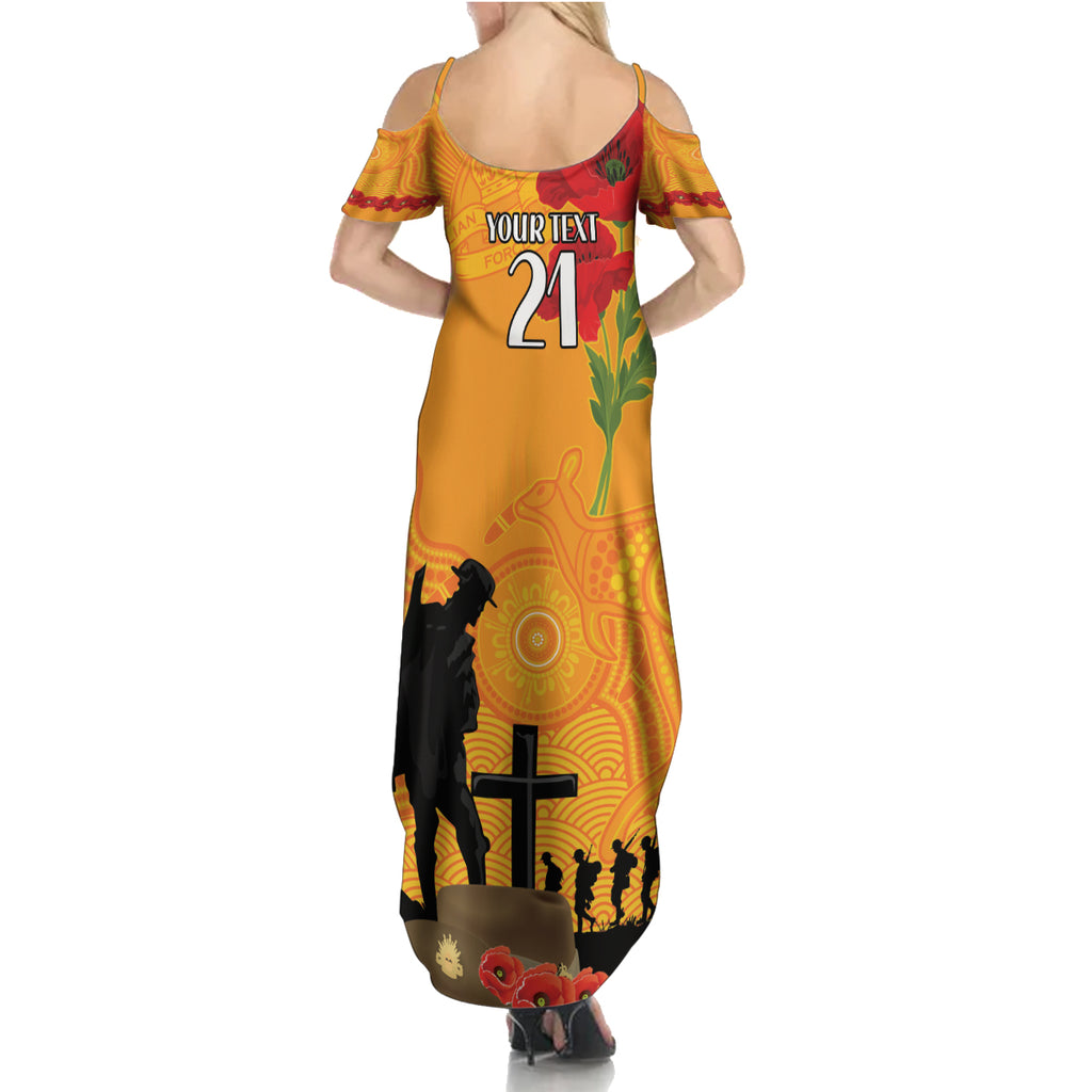 Australia Wallabies Rugby ANZAC Custom Summer Maxi Dress Gallipoli Soldier With Aboriginal Dots Art