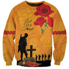 Australia Wallabies Rugby ANZAC Custom Sweatshirt Gallipoli Soldier With Aboriginal Dots Art