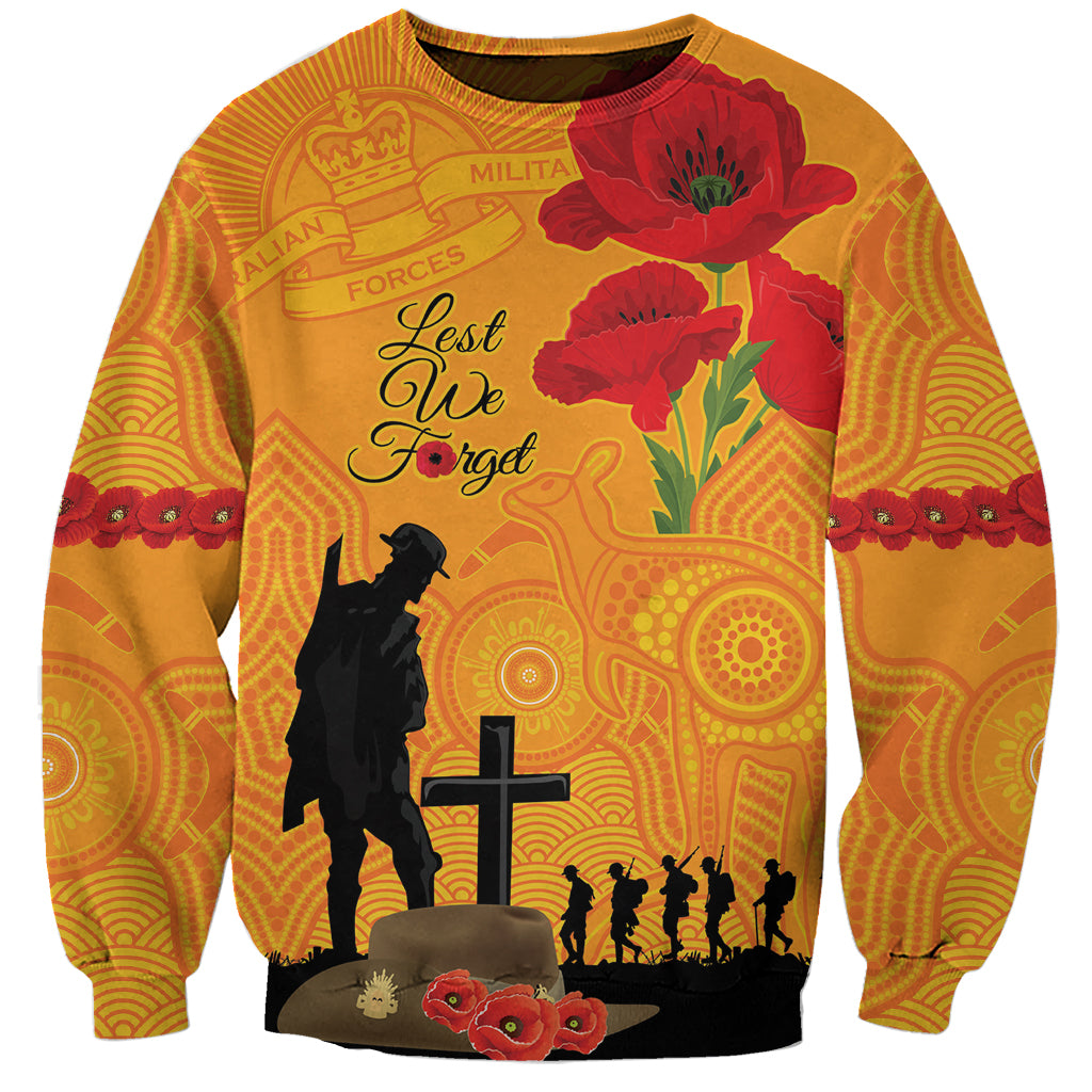 Australia Wallabies Rugby ANZAC Custom Sweatshirt Gallipoli Soldier With Aboriginal Dots Art