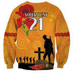 Australia Wallabies Rugby ANZAC Custom Sweatshirt Gallipoli Soldier With Aboriginal Dots Art
