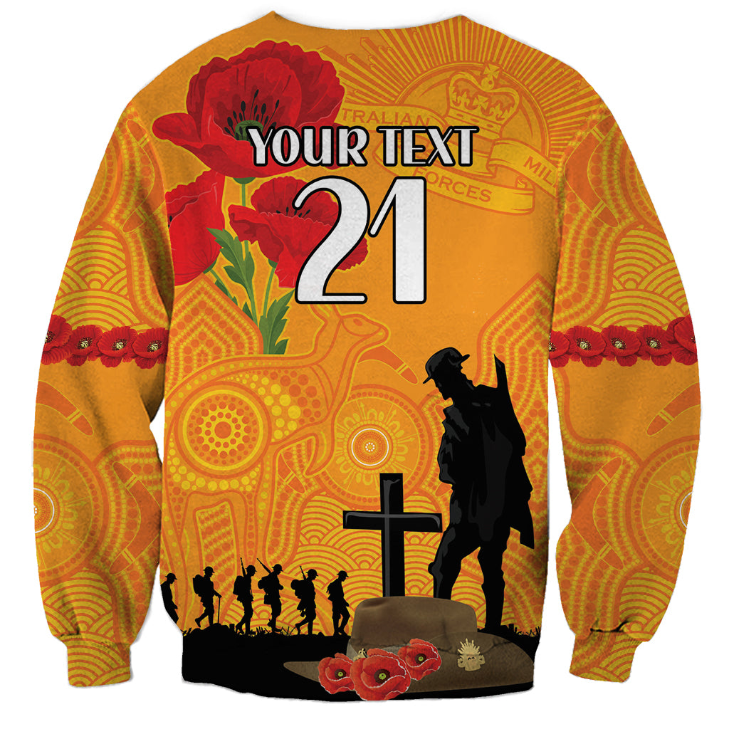 Australia Wallabies Rugby ANZAC Custom Sweatshirt Gallipoli Soldier With Aboriginal Dots Art