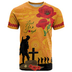 Australia Wallabies Rugby ANZAC Custom T Shirt Gallipoli Soldier With Aboriginal Dots Art
