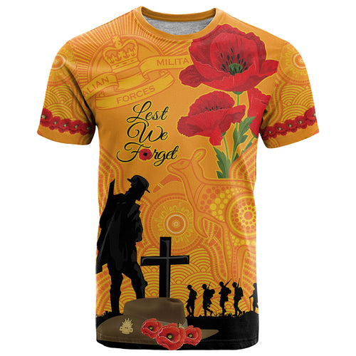 Australia Wallabies Rugby ANZAC Custom T Shirt Gallipoli Soldier With Aboriginal Dots Art