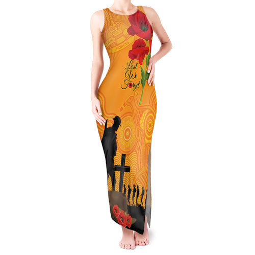 Australia Wallabies Rugby ANZAC Custom Tank Maxi Dress Gallipoli Soldier With Aboriginal Dots Art