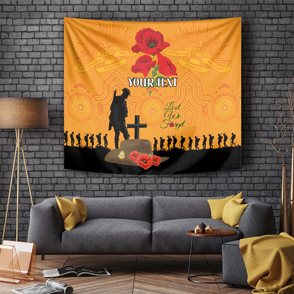 Australia Wallabies Rugby ANZAC Custom Tapestry Gallipoli Soldier With Aboriginal Dots Art