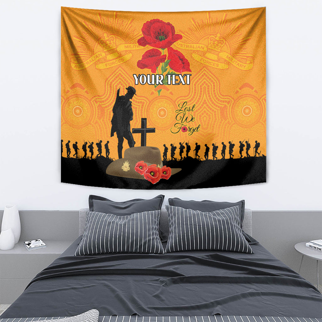 Australia Wallabies Rugby ANZAC Custom Tapestry Gallipoli Soldier With Aboriginal Dots Art