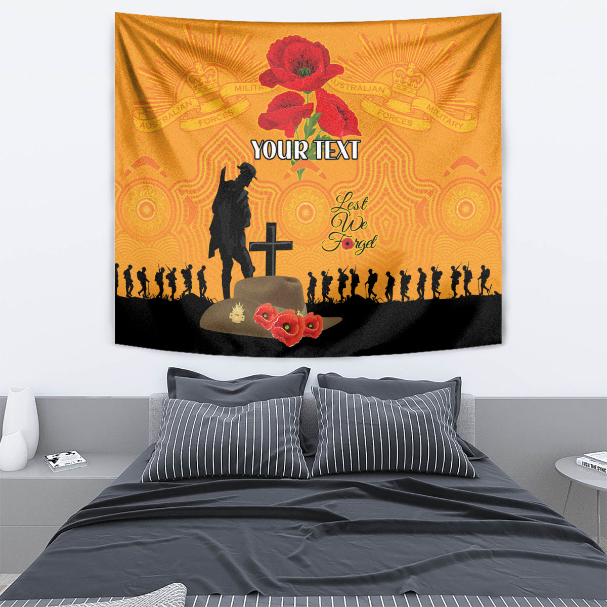 Australia Wallabies Rugby ANZAC Custom Tapestry Gallipoli Soldier With Aboriginal Dots Art