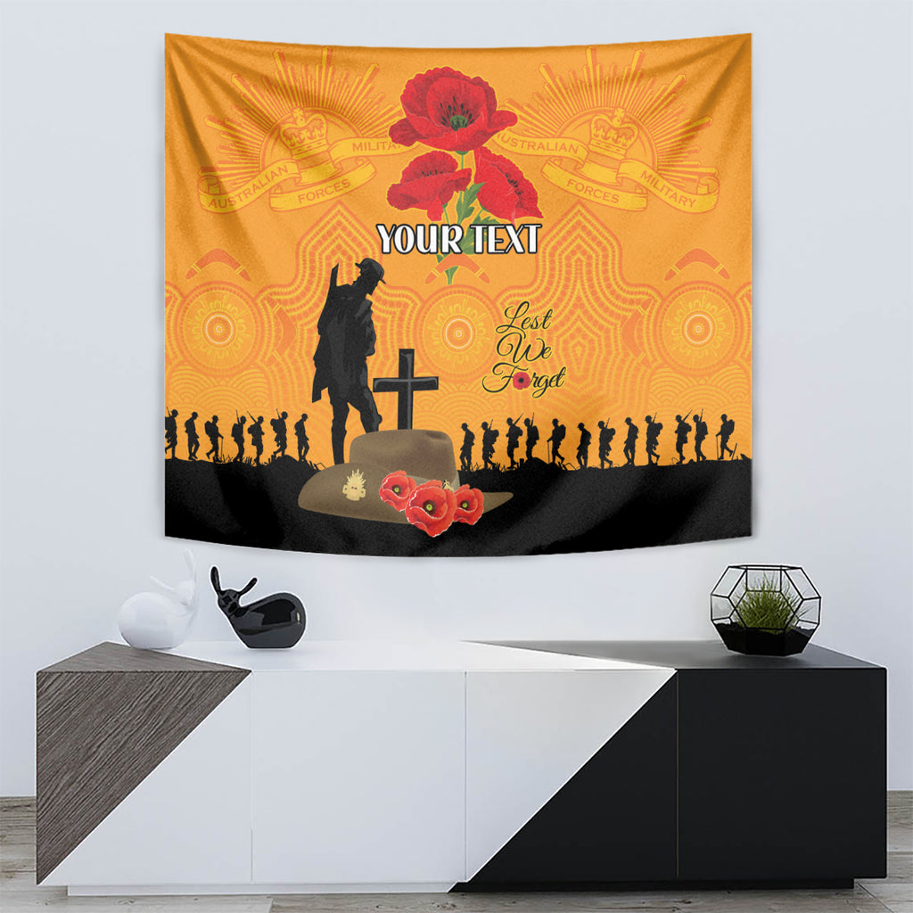 Australia Wallabies Rugby ANZAC Custom Tapestry Gallipoli Soldier With Aboriginal Dots Art