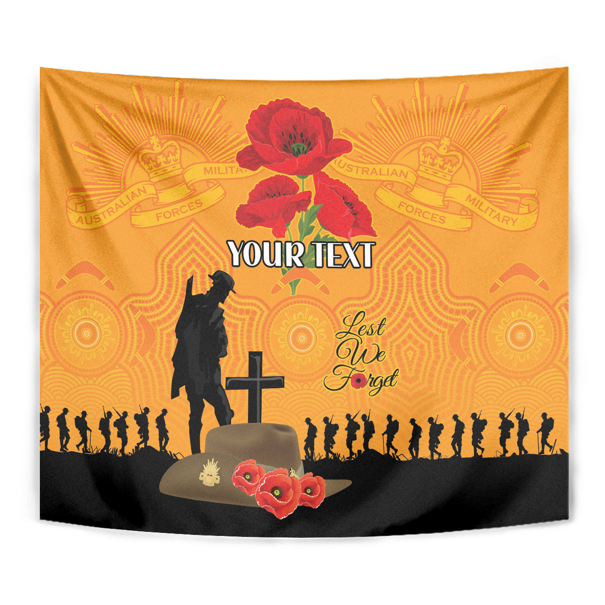 Australia Wallabies Rugby ANZAC Custom Tapestry Gallipoli Soldier With Aboriginal Dots Art