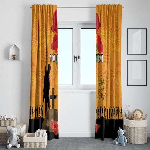 Australia Wallabies Rugby ANZAC Custom Window Curtain Gallipoli Soldier With Aboriginal Dots Art