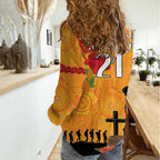 Australia Wallabies Rugby ANZAC Custom Women Casual Shirt Gallipoli Soldier With Aboriginal Dots Art