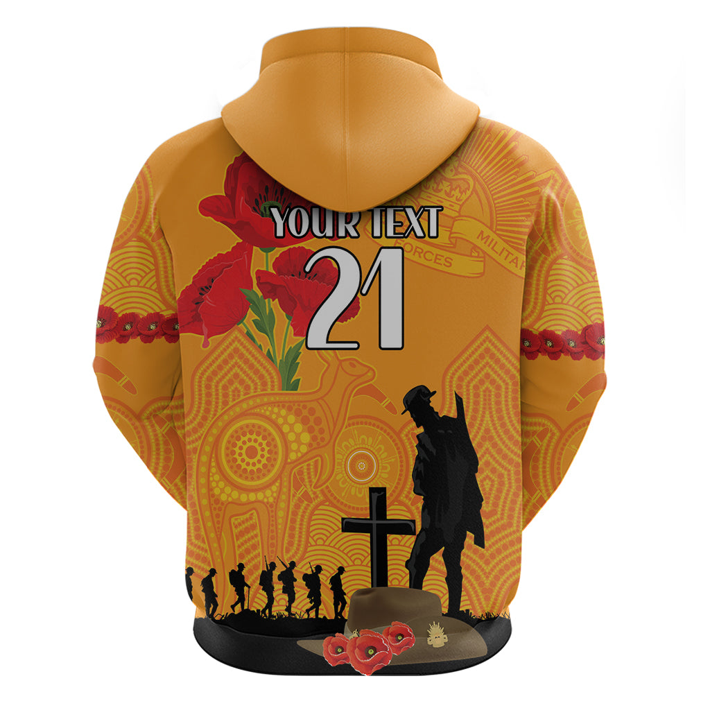 Australia Wallabies Rugby ANZAC Custom Zip Hoodie Gallipoli Soldier With Aboriginal Dots Art
