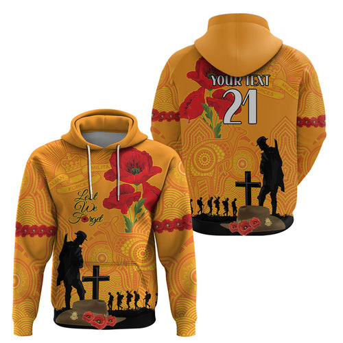 Australia Wallabies Rugby ANZAC Custom Zip Hoodie Gallipoli Soldier With Aboriginal Dots Art