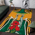 Australia Wallabies Rugby ANZAC Custom Area Rug Poppy Soldier With Aboriginal Dots Art