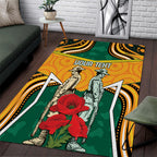 Australia Wallabies Rugby ANZAC Custom Area Rug Poppy Soldier With Aboriginal Dots Art