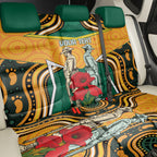 Australia Wallabies Rugby ANZAC Custom Back Car Seat Cover Poppy Soldier With Aboriginal Dots Art