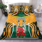 Australia Wallabies Rugby ANZAC Custom Bedding Set Poppy Soldier With Aboriginal Dots Art