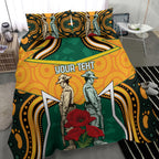 Australia Wallabies Rugby ANZAC Custom Bedding Set Poppy Soldier With Aboriginal Dots Art